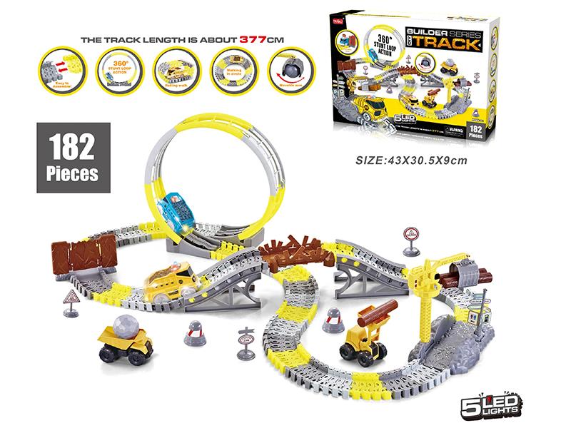 Electric Engineering Car 360° Rotating Track With Lights 182PCS(Not Included Batteries)