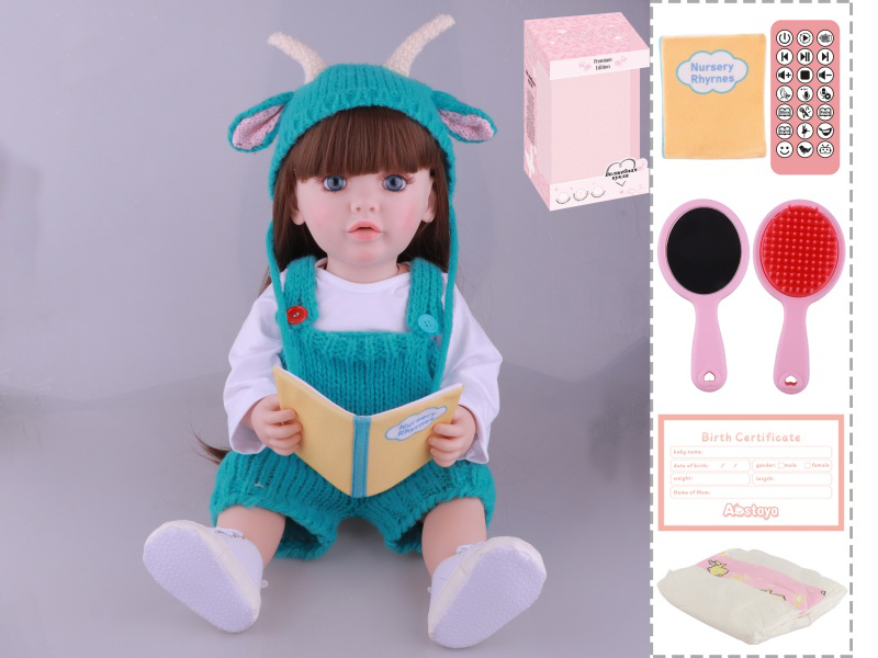 22-Inch Bionic Smart Rebirth Doll, Capable Of Bionic Shaking Of The Head, Raising Of The Hand, Mouth Movement To Speak, Intelligent Dialogue, Recording, Imitating The Tongue, Oral Skills, Dance Music