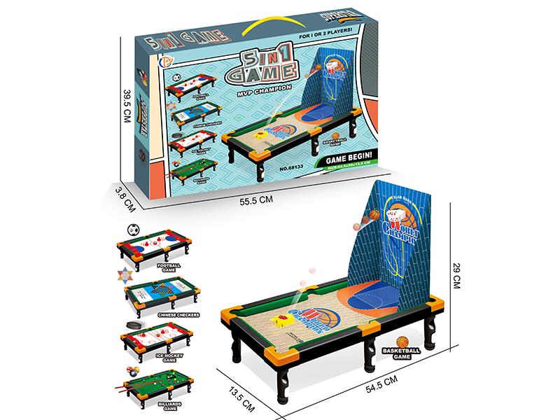 5 In 1 Flocked Billiards Table Game Toy