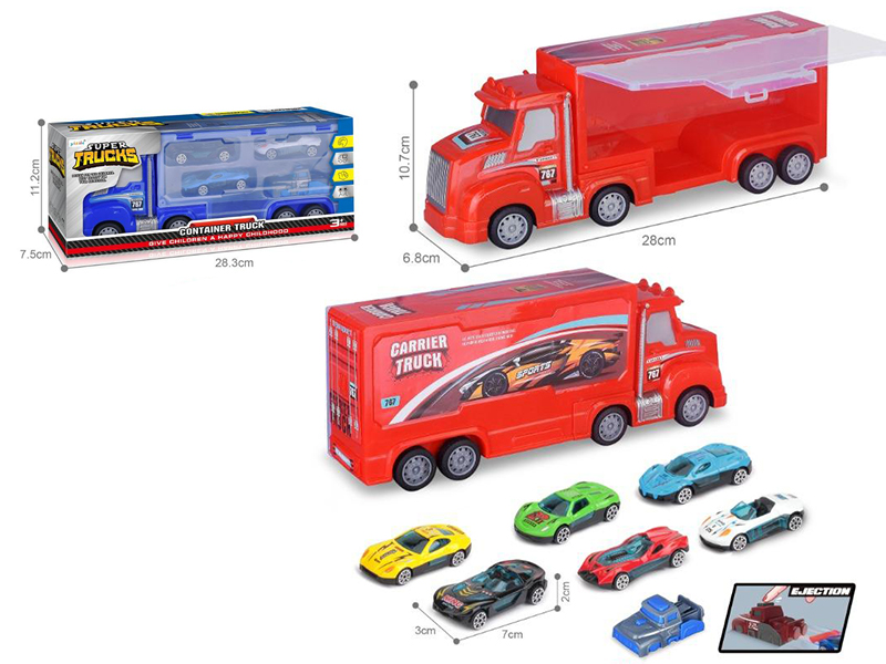 Friction Container Truck + 3 Slide Alloy Cars + Launcher