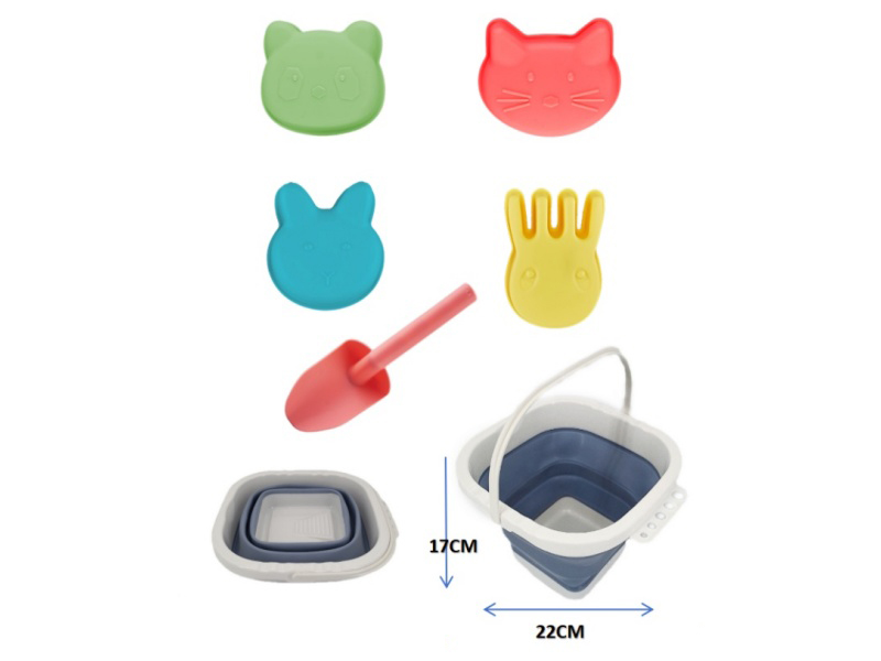 Fold Sand Bucket Beach Toys 6PCS