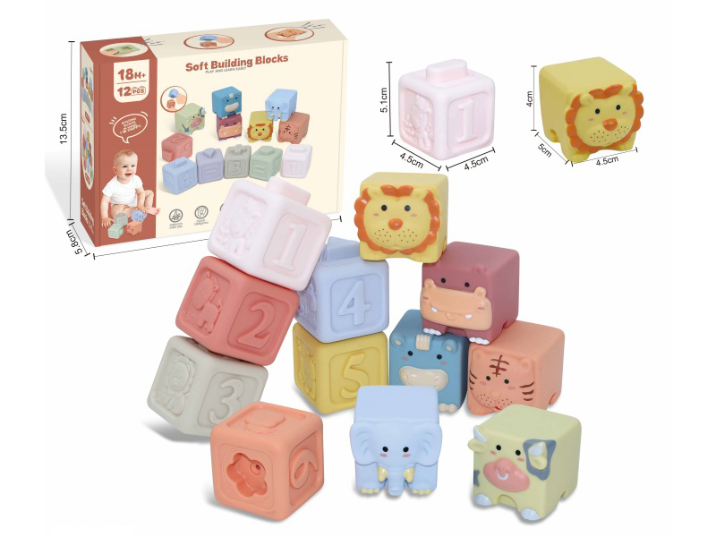 Animal & Numbers Soft Building Blocks 12pcs