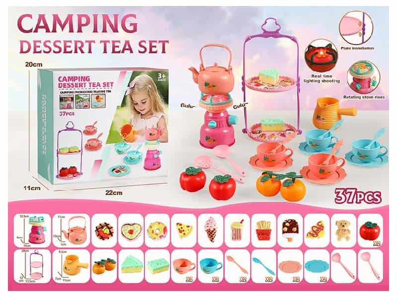 37PCS Outdoor Camping Dessert Tea Set With Light And Sound