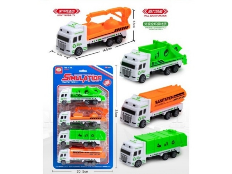 2 Colors, 4 Models Of Huili Large Sanitation Vehicles (All Joints Are Movable), With An All-Environmentally Friendly Material Appearance