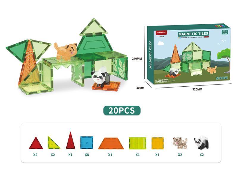 Forest Animal Magnetic Tiles Building Blocks 20pcs