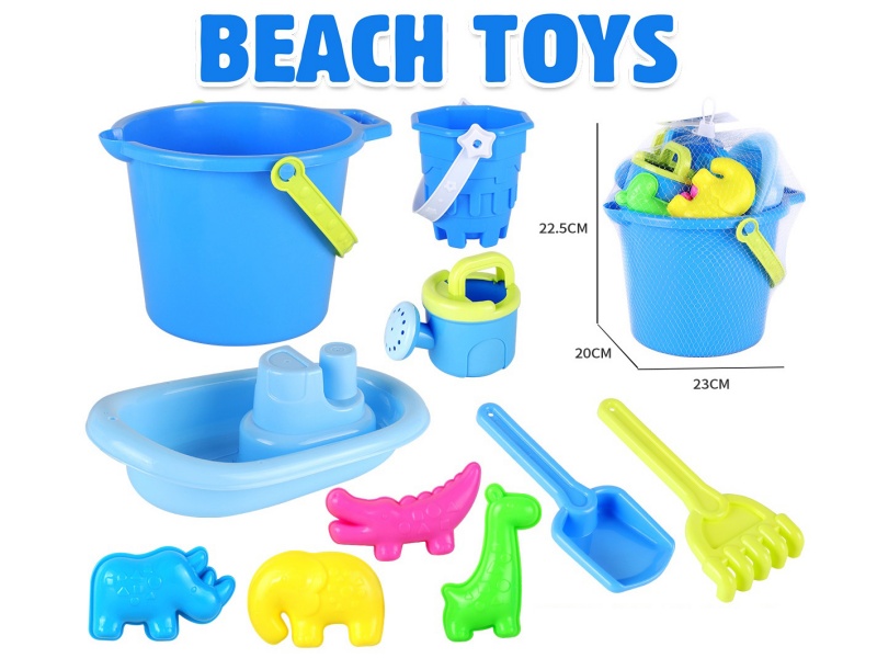Castle Sand Bucket Boat Beast Sand Mold Shovel Tools Set 10pcs