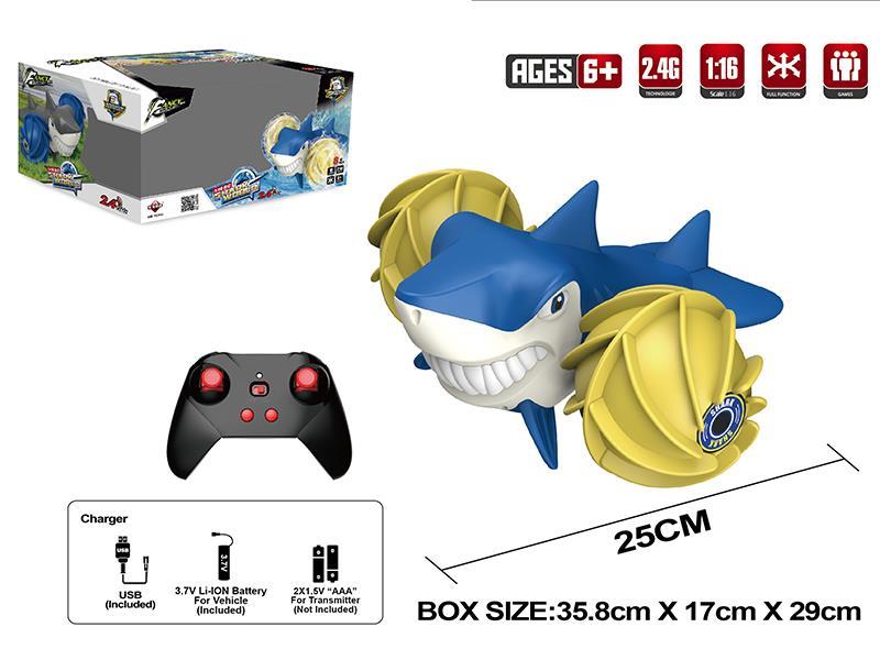 1:16 2.4G Remote Control Shark Amphibious Stunt Car