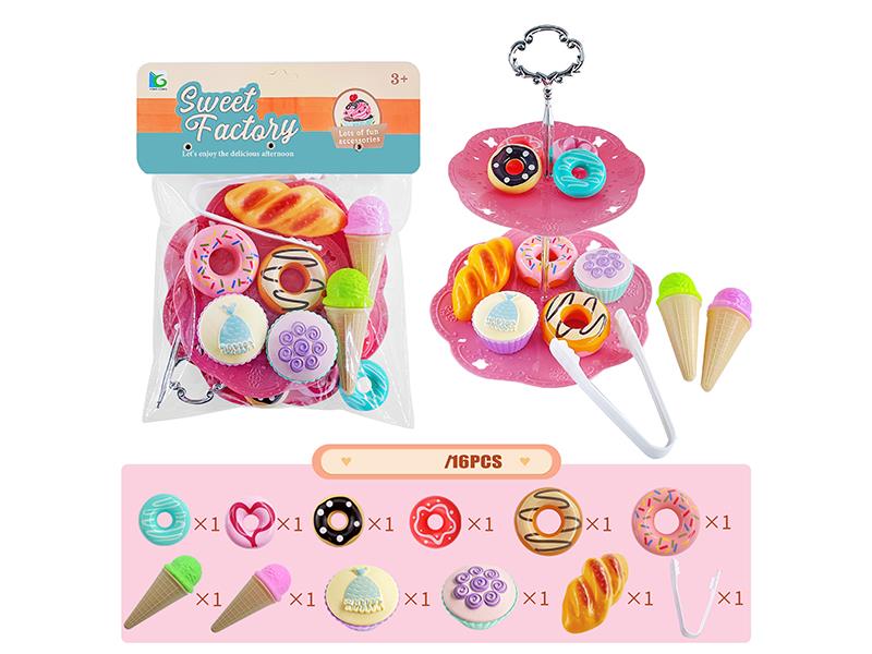 Double-Deck Dessert Stand Doughnut Set 16pcs