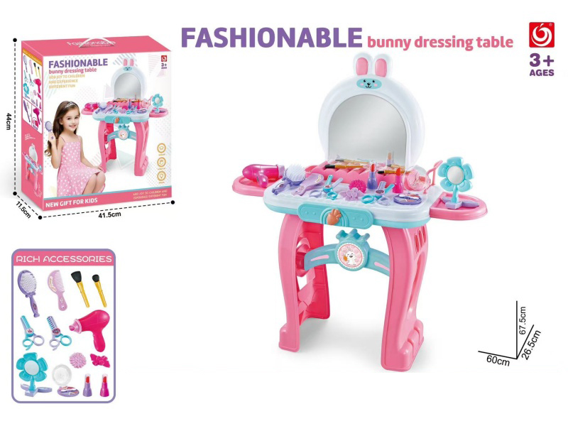 Big White Rabbit Semi-Circular Mirror Dressing Table
