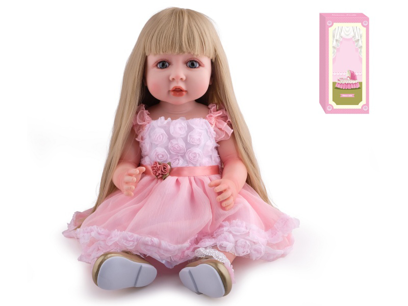 55cm Soft Plastic Reborn Doll(Wig Sheath) With Feeding-Bottle, Magnetic Pacifier, Diaper, Birth Card