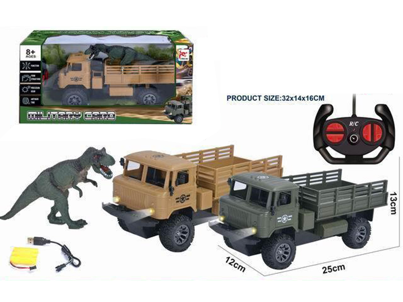 27Mhz 4-Channel Remote Control Military Truck With Dinosaur(Including Batteries)