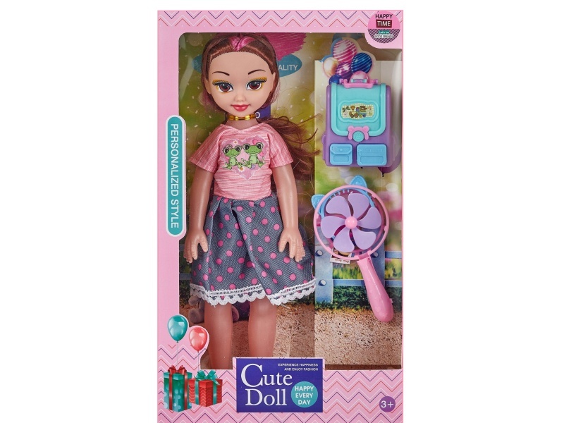 Window Box 14-Inch Hollow Music Ic, Fashionable Big-Eyed Girl Chubby Boy Doll With Schoolbag Windmill