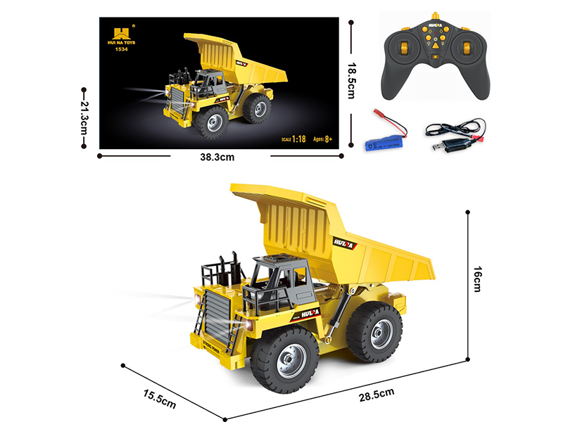 1:18 9-Channel Semi-Alloy Remote-Control Dump Truck