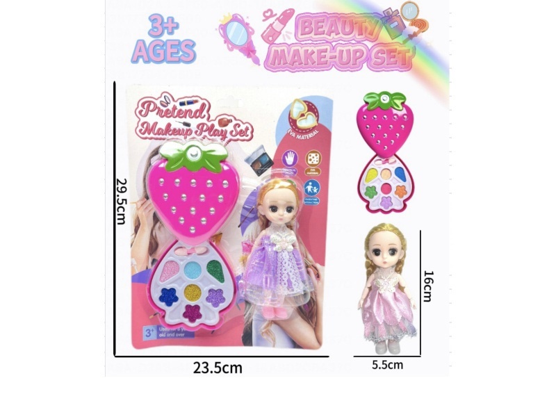 Single-layer strawberry makeup paired with a 6-inch physical doll