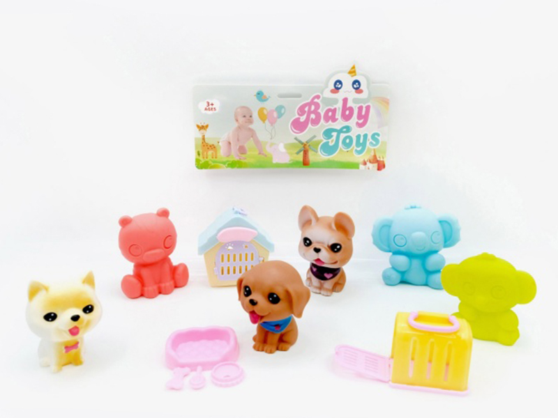 Vinyl Animal Dog House Set With Bb Whistle (2 Color Mix)