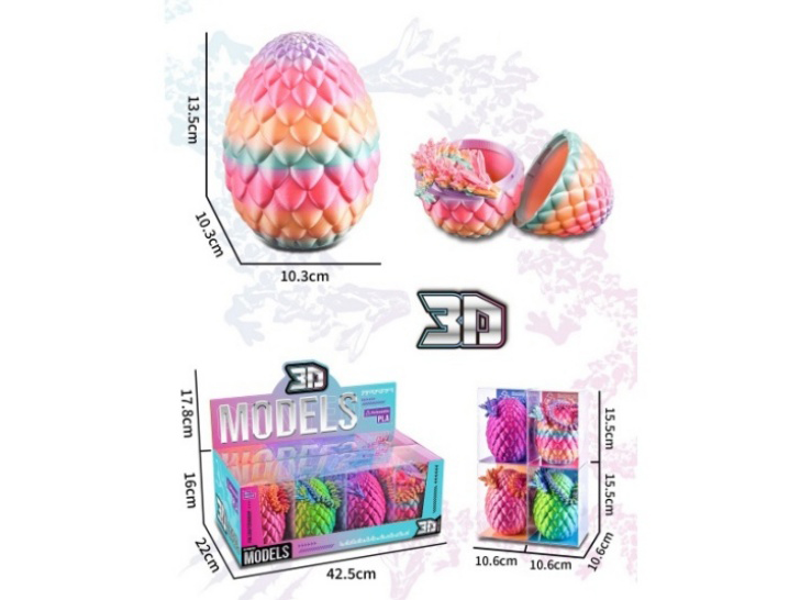 3D13.5Cm Dragon Egg +38Cm Crystal Dragon (8Pcs Single Price)