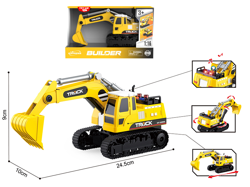 1:16 Friction Excavator(Three Keys,Light And Sound)