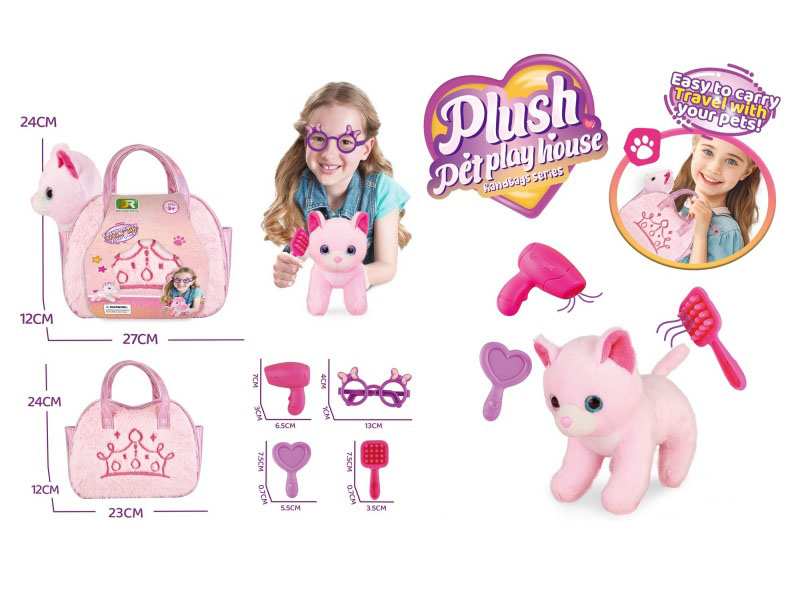 Plush Cat Embroidered Handbag