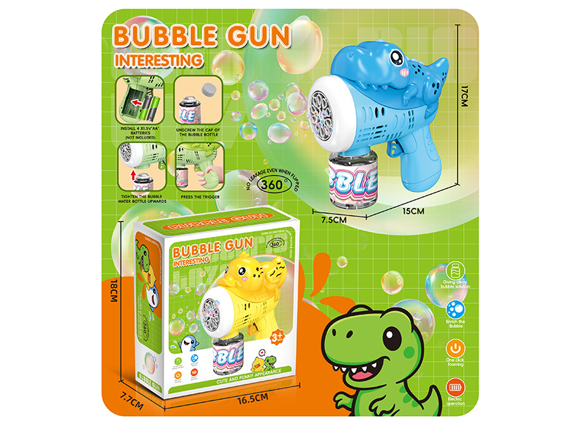 Blue Dinosaur Electric Bubble Gun