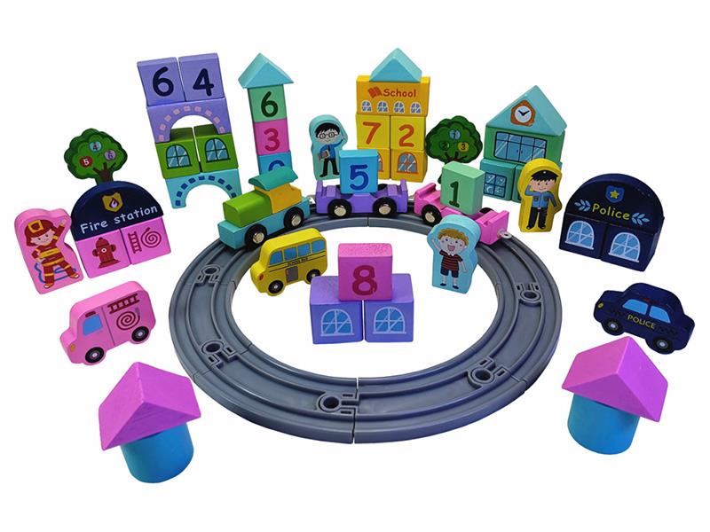 Wooden DIY City Track Train Toy