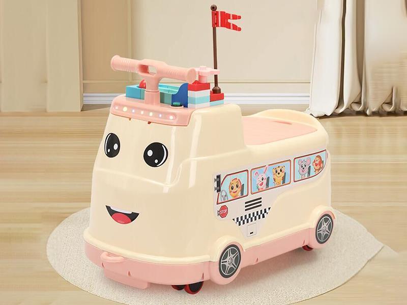 Children'S Balance Bike With Music And Lights + Building Block, Drawing Board, Pen