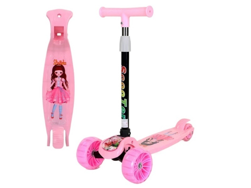 Children'S Scooter, One-Click Folding, 5Cm Hummer Flashing Wheels
