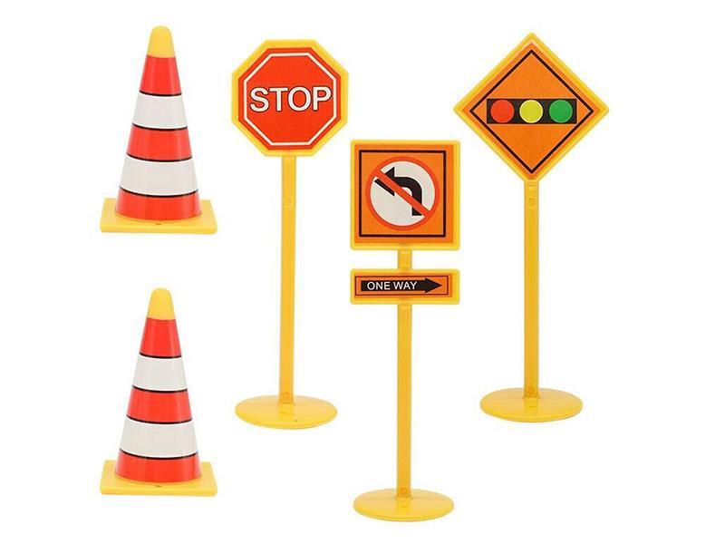 Large-Sized Plastic Road Signs Toys 5pcs