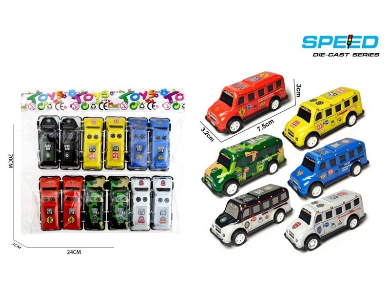 Pull Back Iron Bus 12pcs
