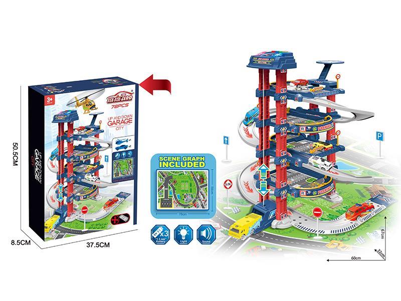 78PCS Multifunctional Four Storey Urban Lift Parking Set With Light And Music