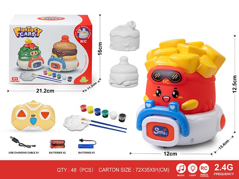 2.4G DIY Painting 3-Channel Remote Control Vinyl Food Car(With Lights And Music) 1 Changing 3(Including Batteries)