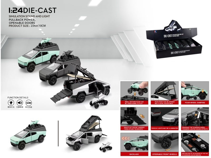 1:24 Tesla Camping Pickup Truck (With Motorcycle)