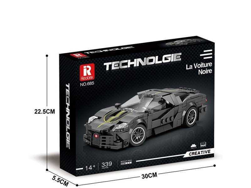 Zhenzan Building Block Motorcycle Series La Voiture Noire Static Version (339Pcs) Simulation Puzzle Toy Small Particle Small Particle Building Blocks