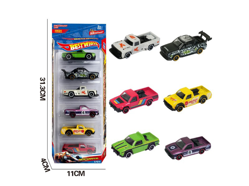 6-Piece 1:64 Pickup Truck Alloy Model 6-Pack