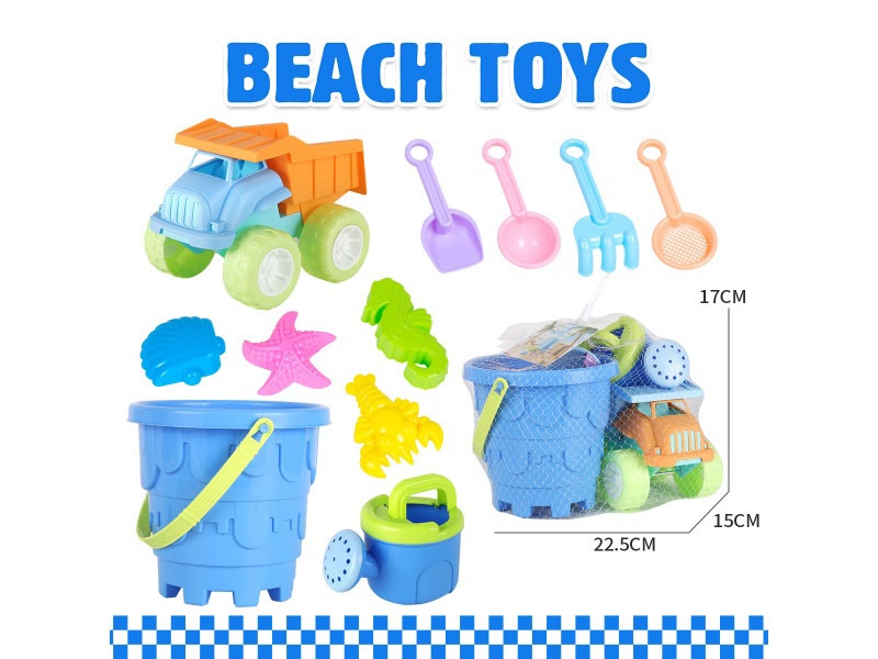 Beach Buggy Castle Bucket Marine Animal 11-Piece Set