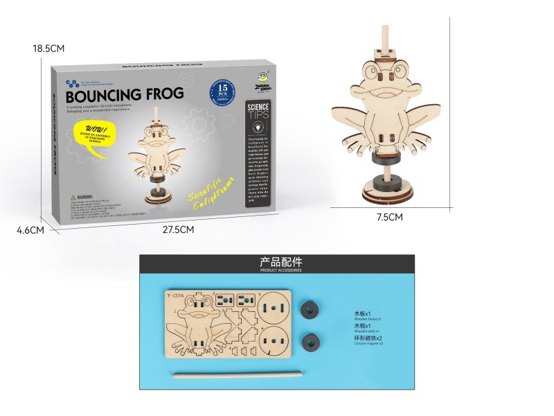 Wooden Science And Education Small Experiment - Bouncing Frog (15Pcs)