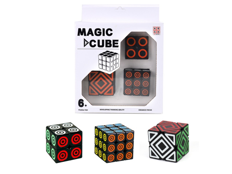 Second-Order Black-Background Rubik'S Cube + Third-Order Black-Background Rubik'S Cube + Black-Background Slanting Rubik'S Cube
