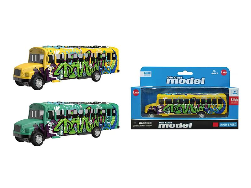 Alloy Pull Back Graffiti  School Bus