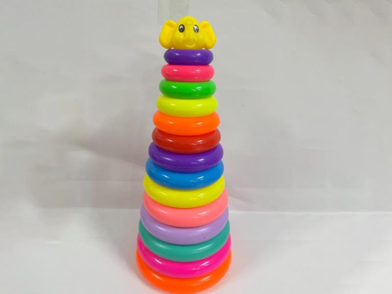 Elephant Rainbow Tower Jenga Ring 14 Layers