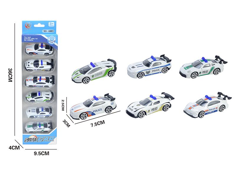 1:64 Slide Alloy Police Cars 6pcs
