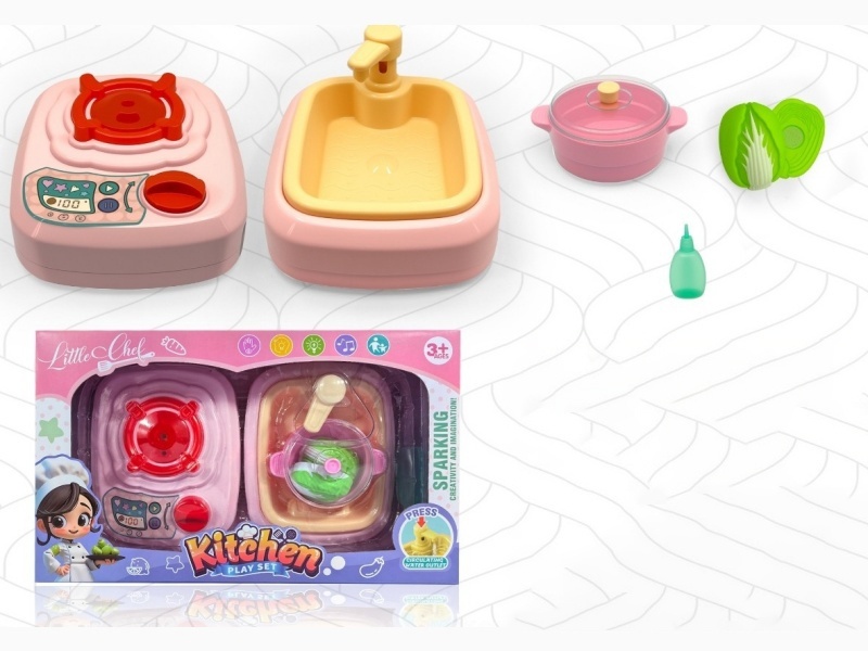 High-end simulated lighting, music, spray, press water circulation, washbasin, kitchenware and stove