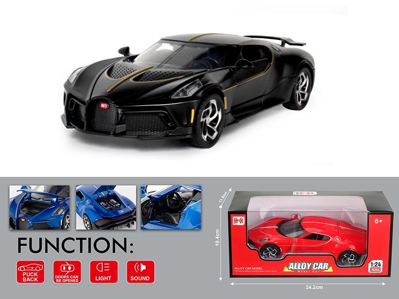 1:24 Bugatti (Basic Edition) Pull Back Alloy Car Model(4 Doors Can Opening, Sound And Lights)