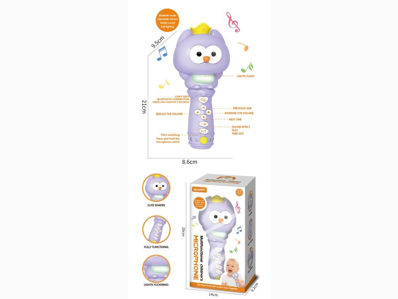 Cute And Fun Owl Microphone - Children's Intelligence And Early Education Storytelling Microphone Singing Songs Light Music