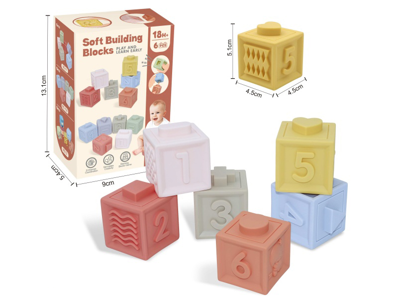 Animal & Numbers Soft Building Blocks 6pcs