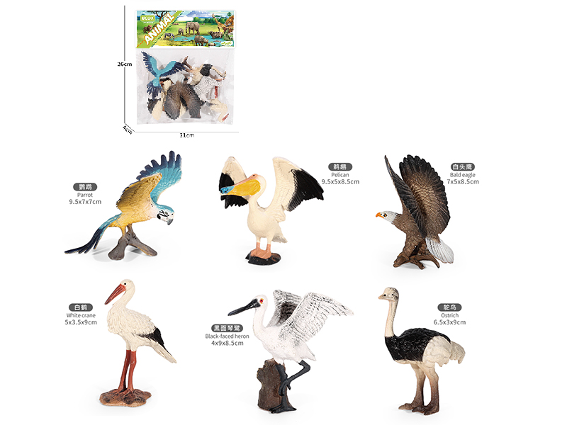 Painted Bird Model Set 6PCS