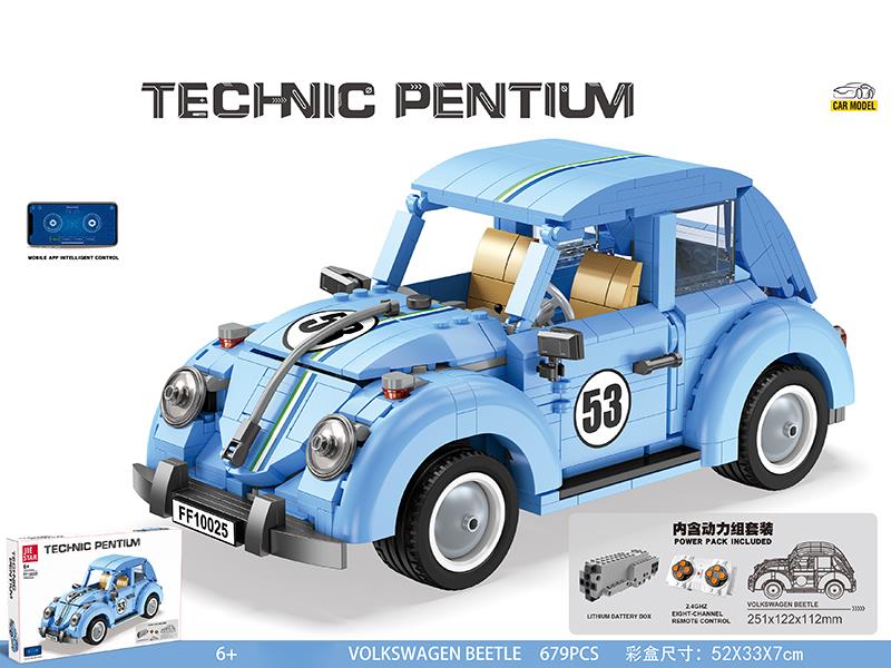 2.4G 4-Channel Remote Control Beetle Car Model Building Blocks(Remote Control & Bluetooth)679pcs