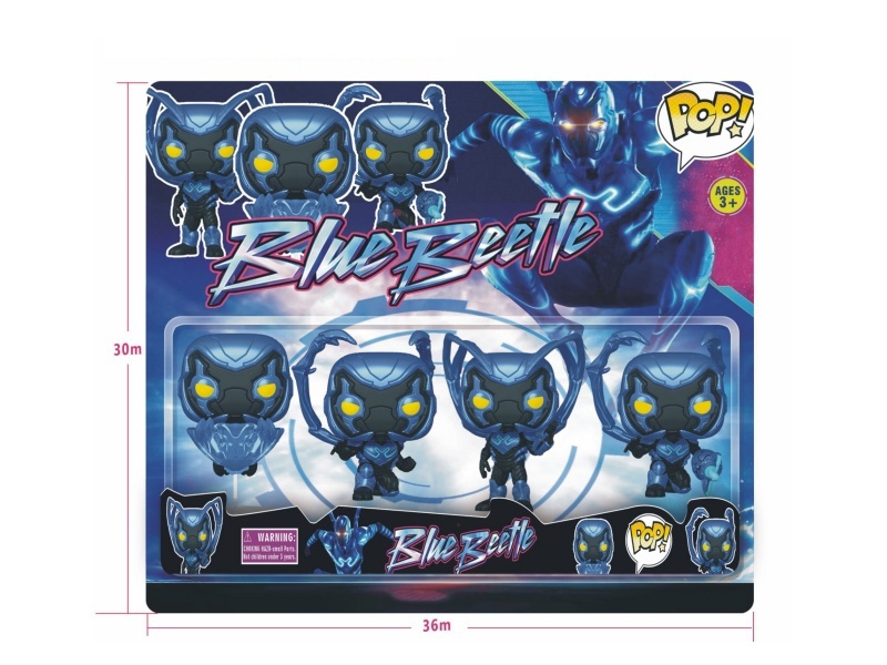 4 "Pop Blue Beetle Superhero Action Figure With 4 Cards
