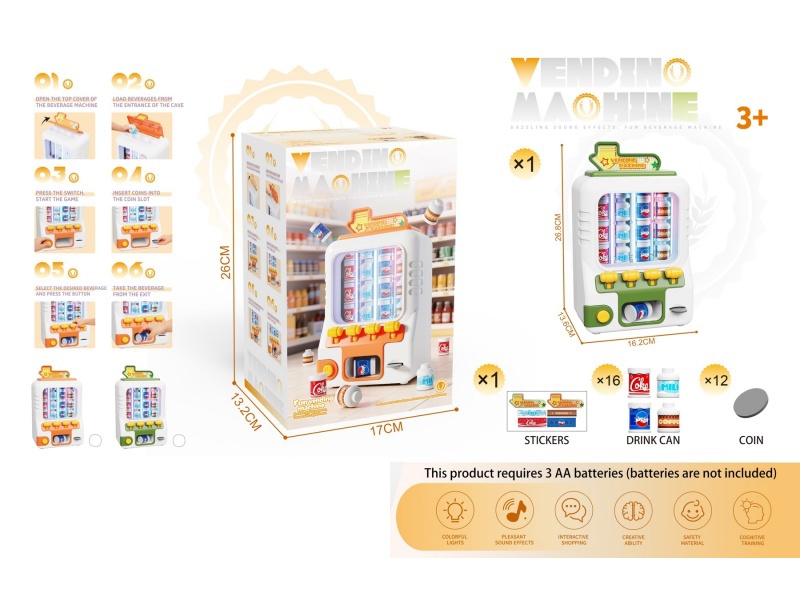 The Beverage Vending Machine Comes With 16 Drinks And 12 Coins