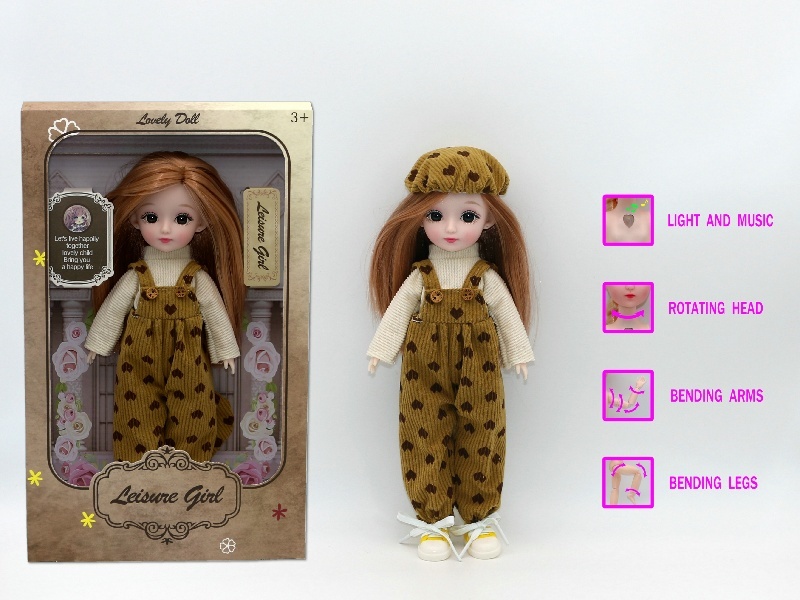 12-Inch 3D Simulation Eye 15-Joint Real-Life Music And Light Barbie Doll