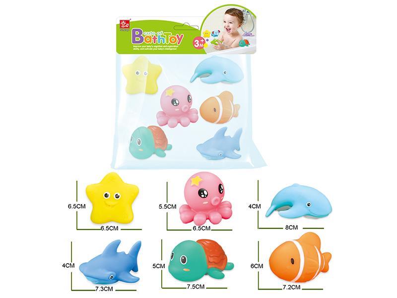 6PCS Enamel Bath Spray Toy Marine Animal Series
