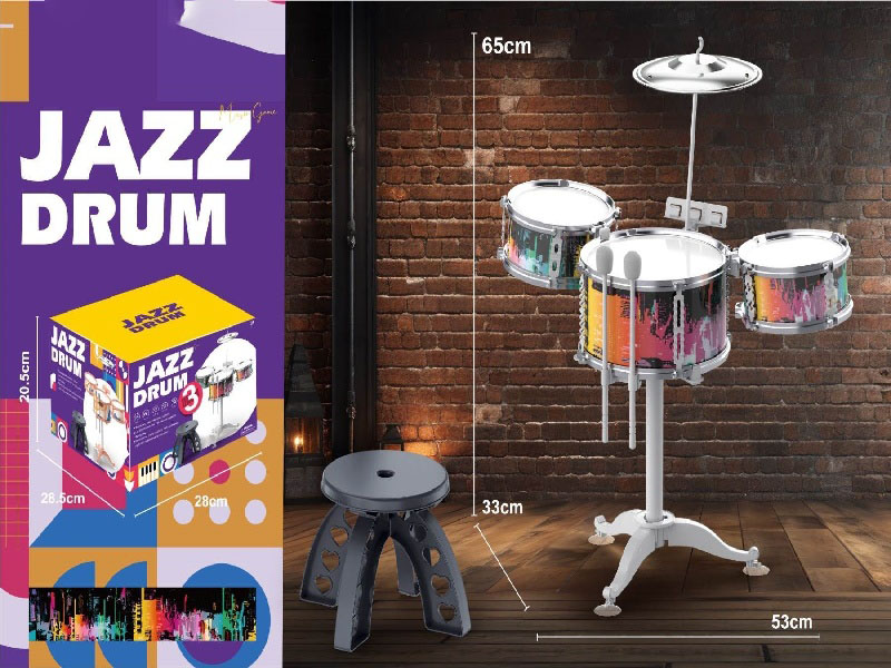 3 Drums, 1 Cymbal, Electroplated Ring, Iridescent Ring + Stool (Drum 2 1+ Drum 4 2)
